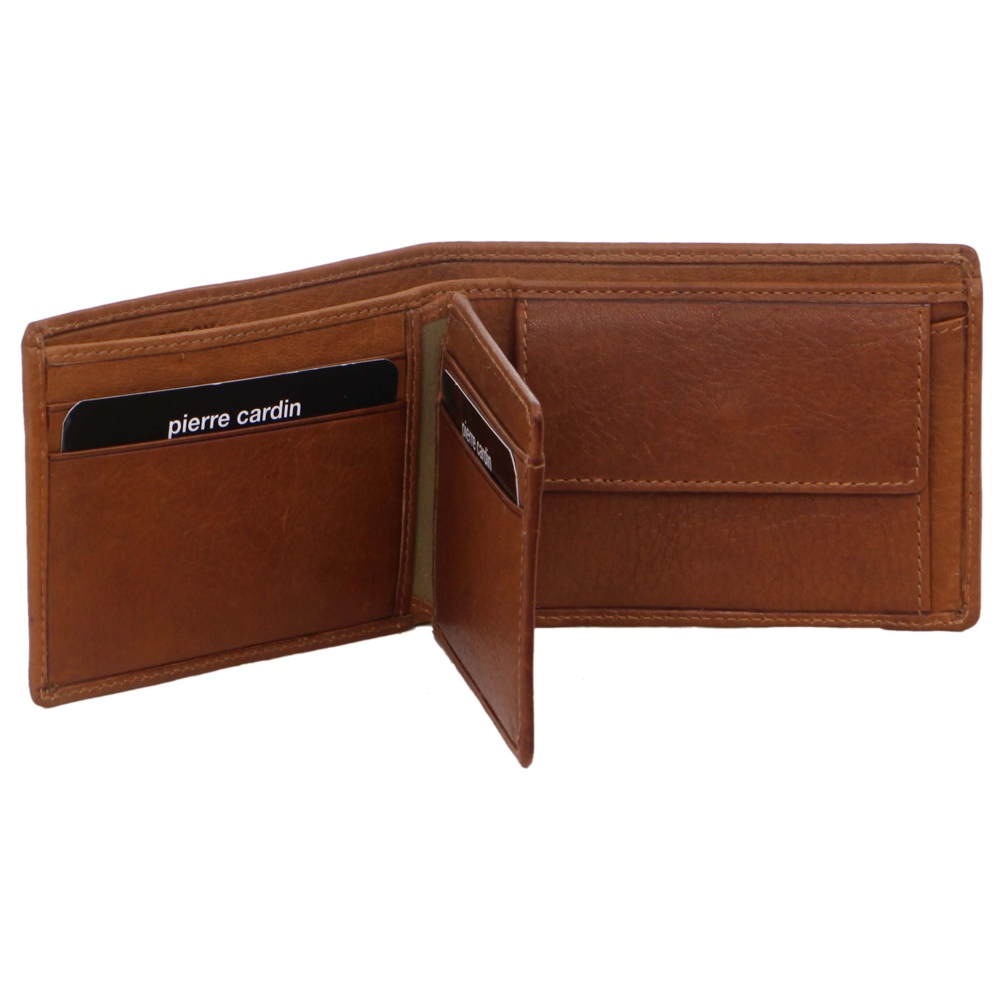 Pierre Cardin Rustic Leather Men's Bi-Fold Wallet in Tan