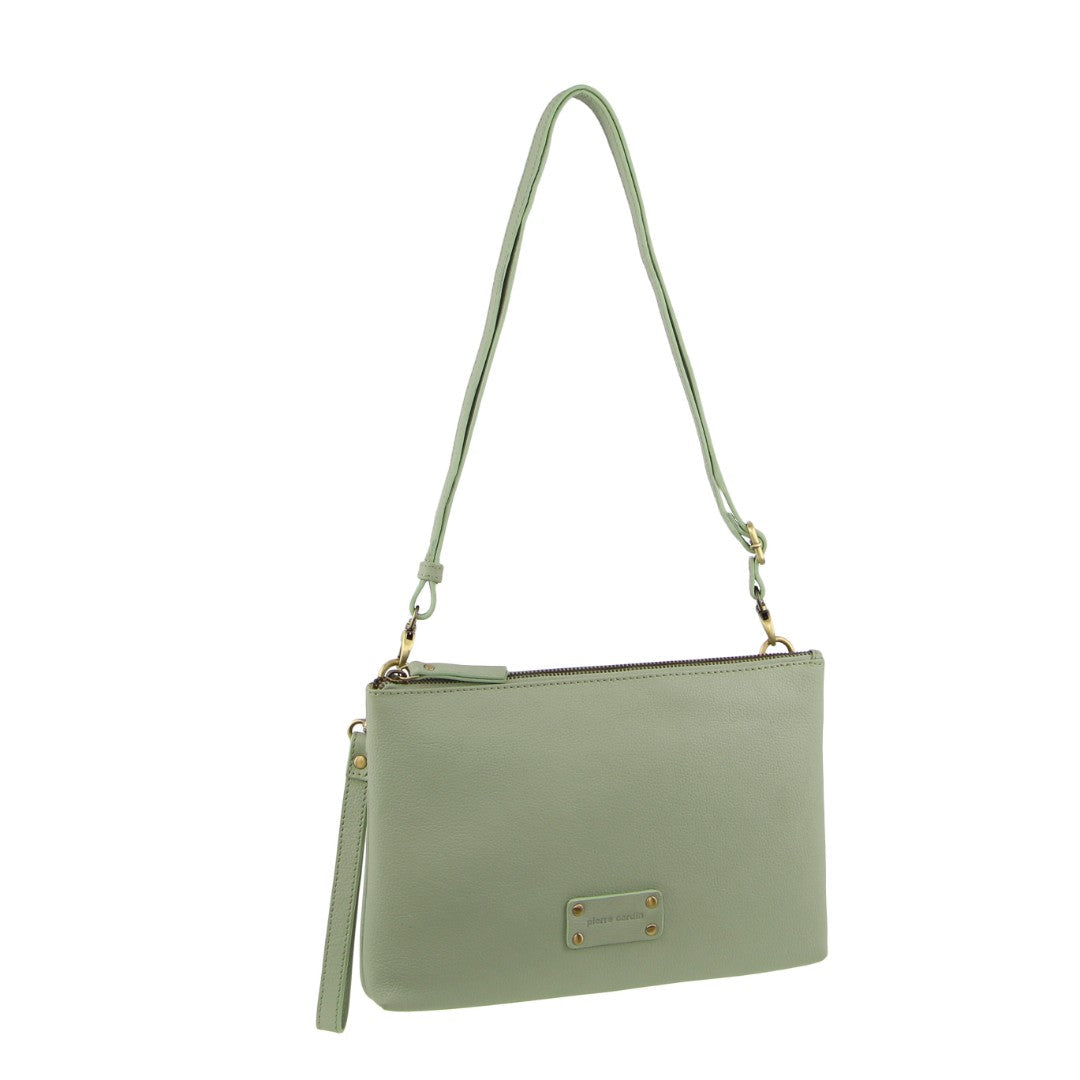Pierre Cardin Vintage Leather Multiway Crossbody Bag/Clutch in Jade