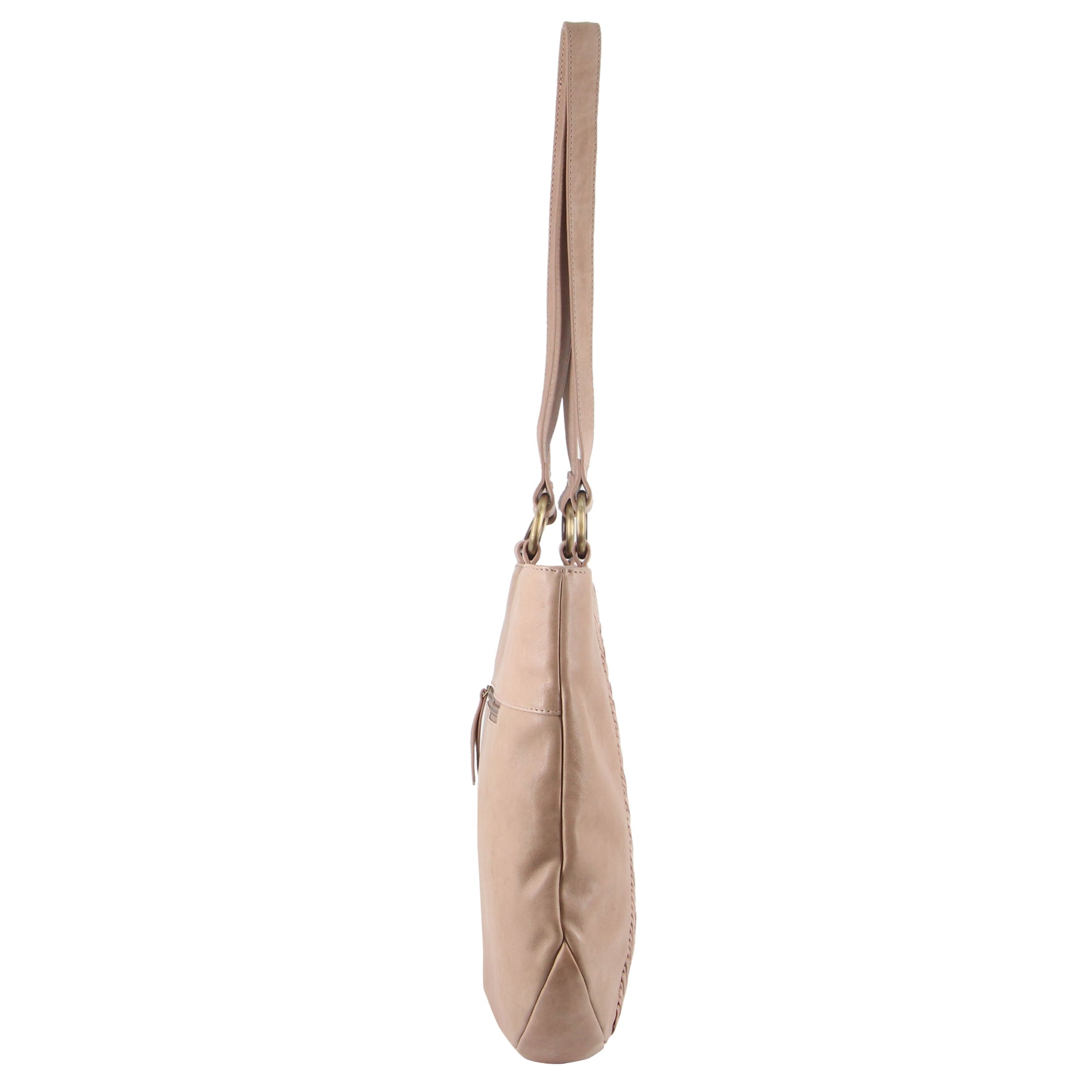 Pierre Cardin Herringbone Embossed Leather Shoulder Bag in Dusty Pink