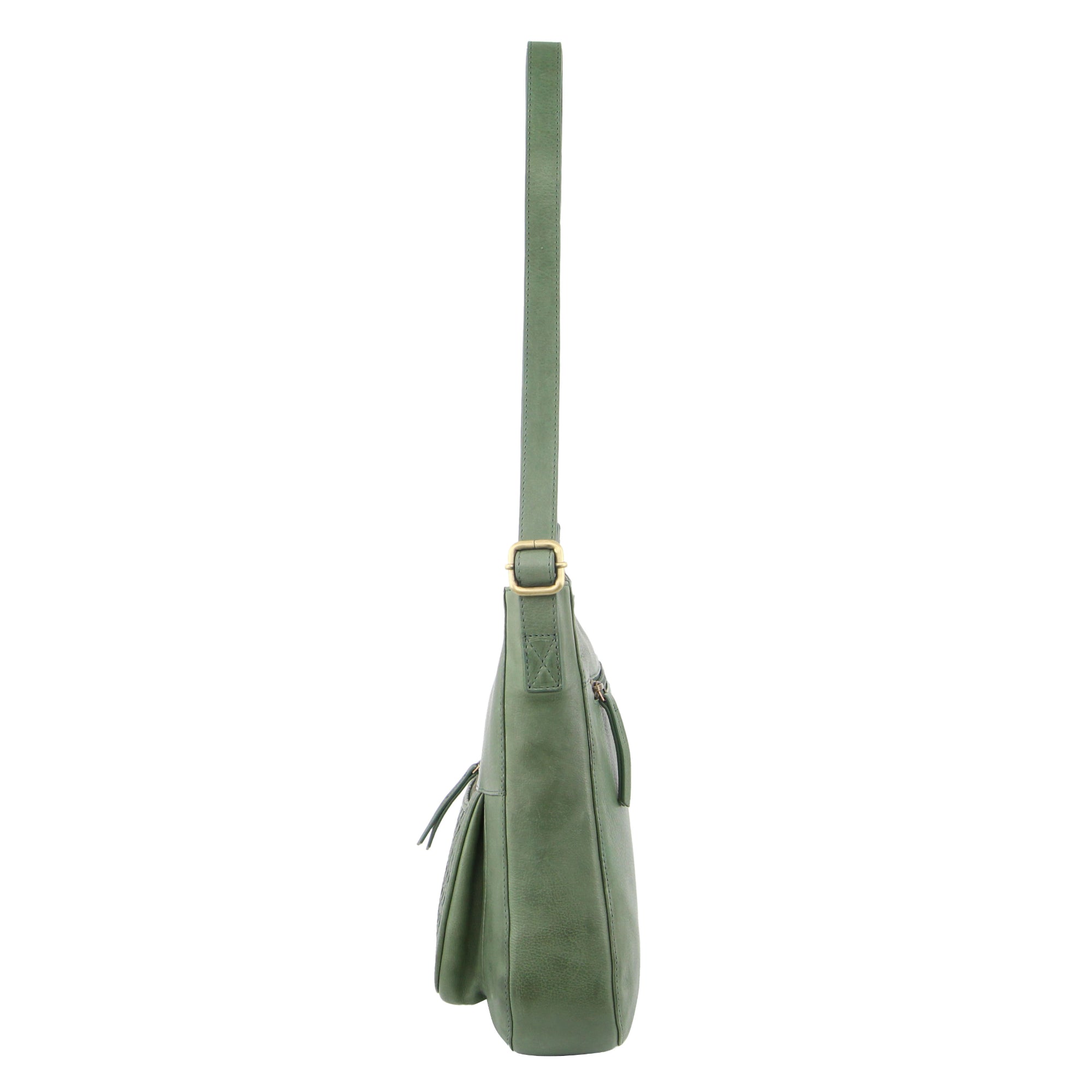 Pierre Cardin Large Woven Embossed Leather Crossbody Bag in Green