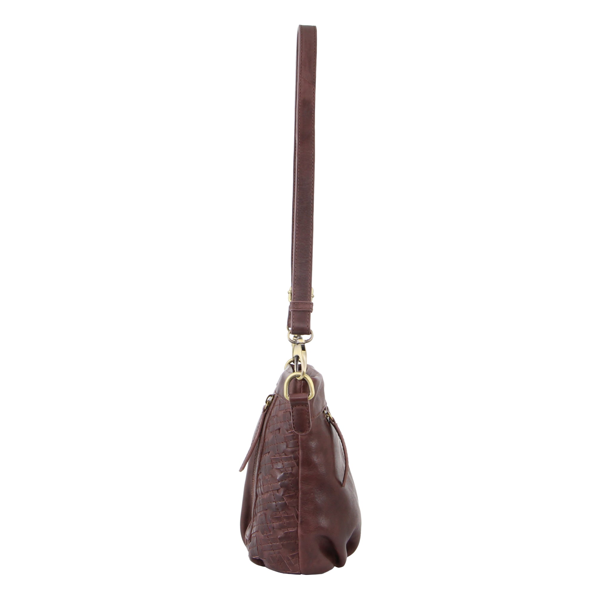 Pierre Cardin Woven Embossed Leather Crossbody Bag in Burgundy