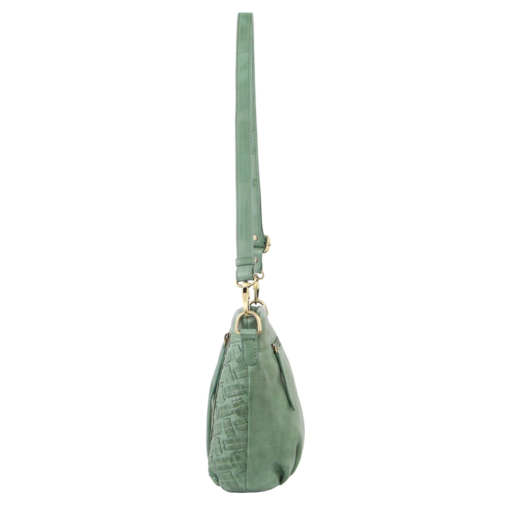 Pierre Cardin Woven Embossed Leather Crossbody Bag in Green