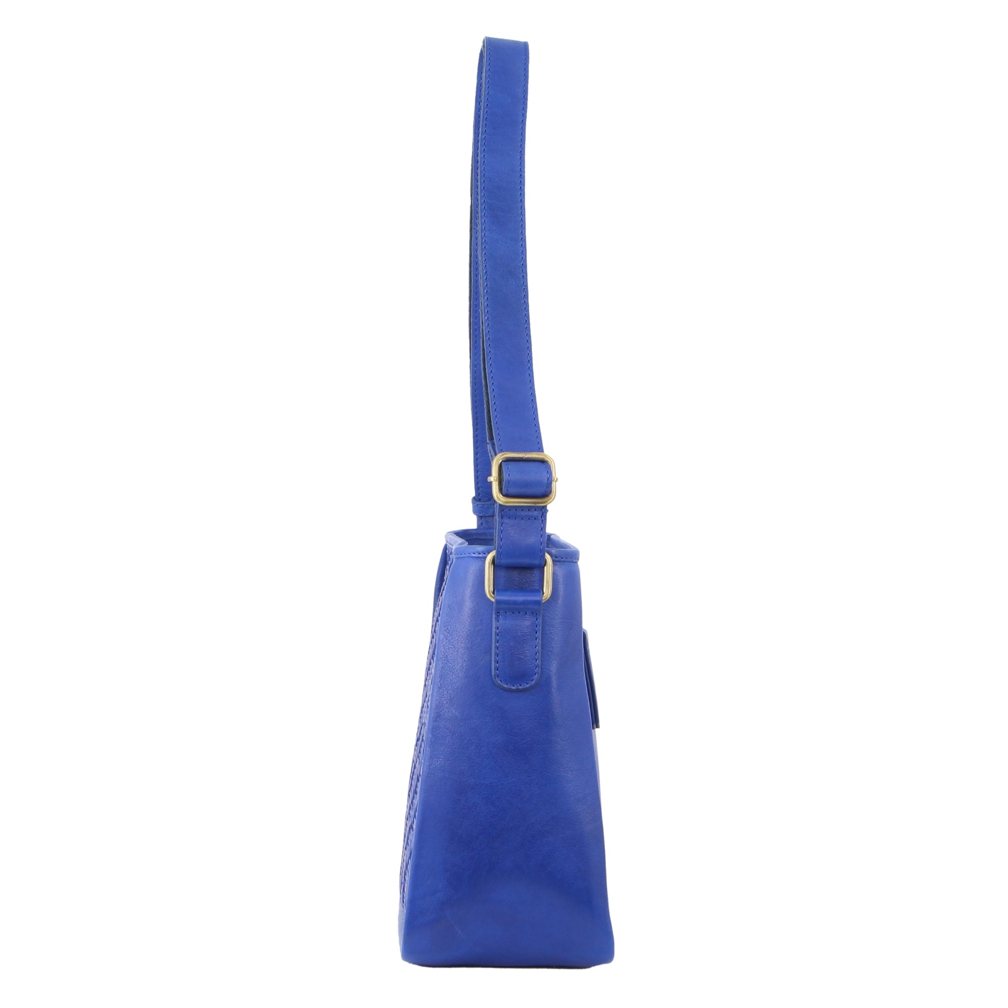 Pierre Cardin Woven Embossed Leather Cross-Body Bag in Royal Blue