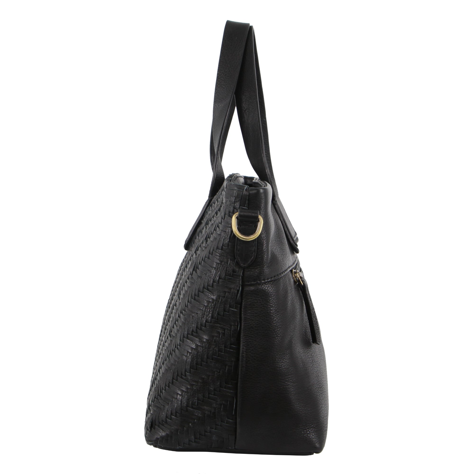 Pierre Cardin Woven Embossed Leather Tote Bag in Black