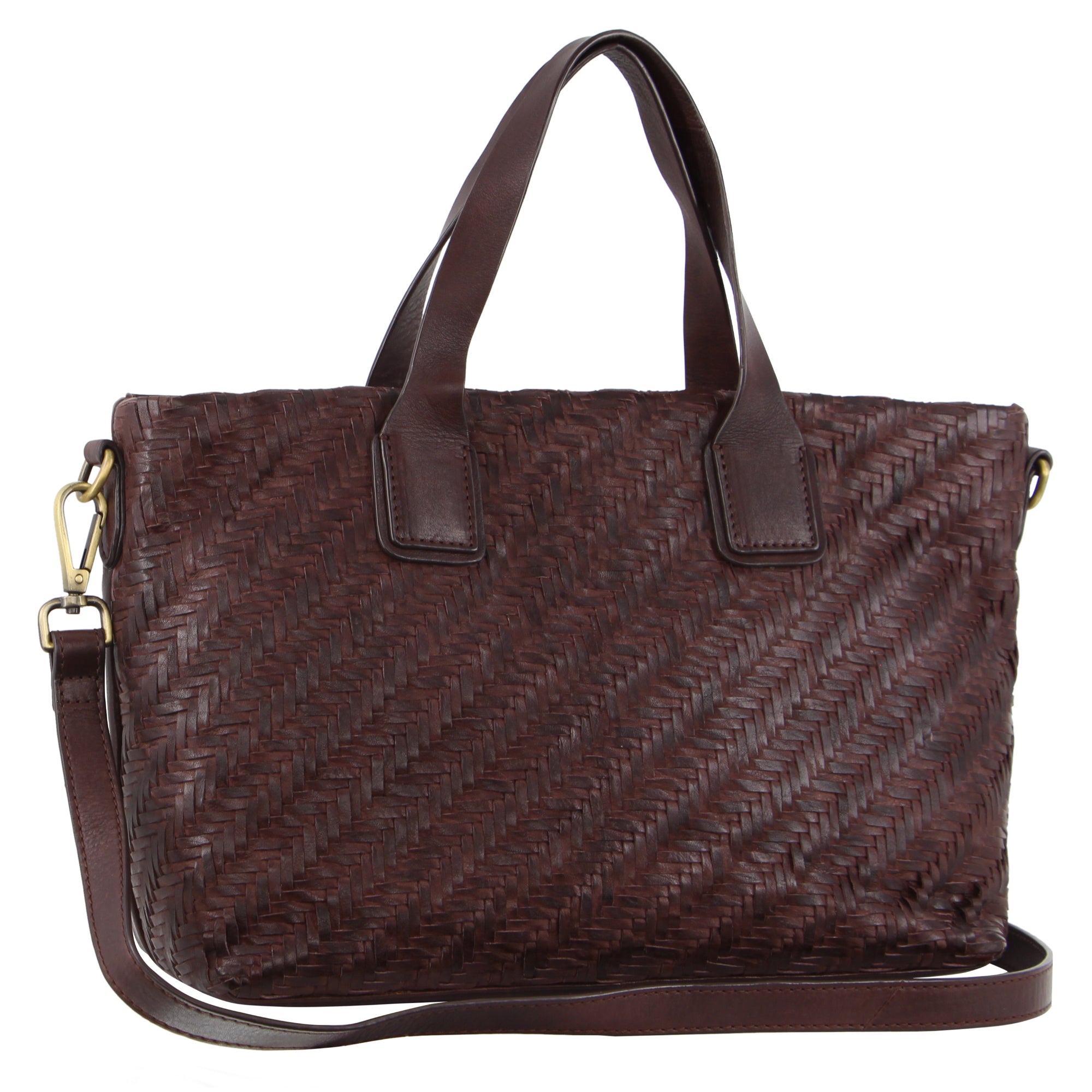 Pierre Cardin Woven Embossed Leather Tote Bag in Burgundy