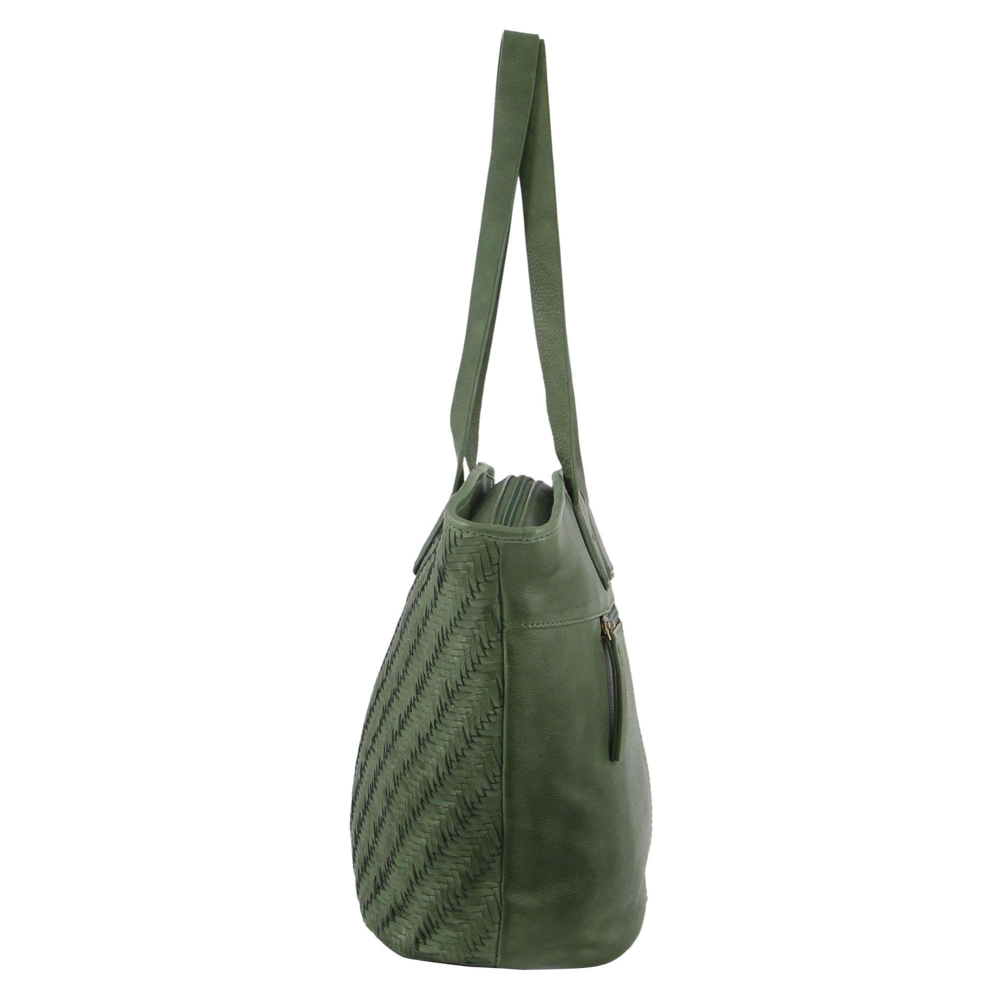 Pierre Cardin Woven Embossed Leather Shoulder Bag in Green