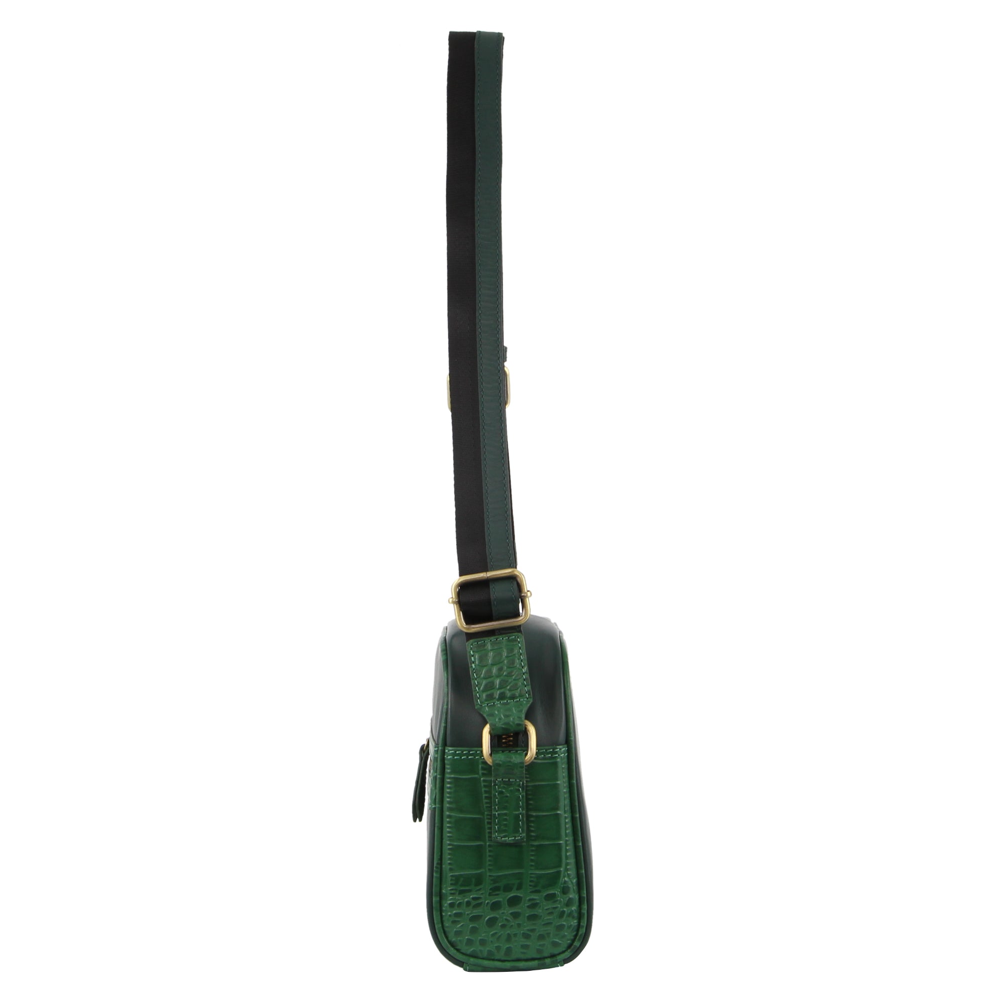 Pierre Cardin Croc-Embossed Leather Cross-Body Bag in Green