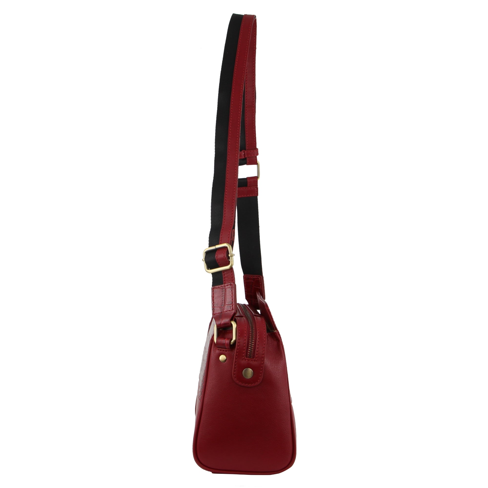 Pierre Cardin Croc-Embossed Leather Cross-Body Bag in Red