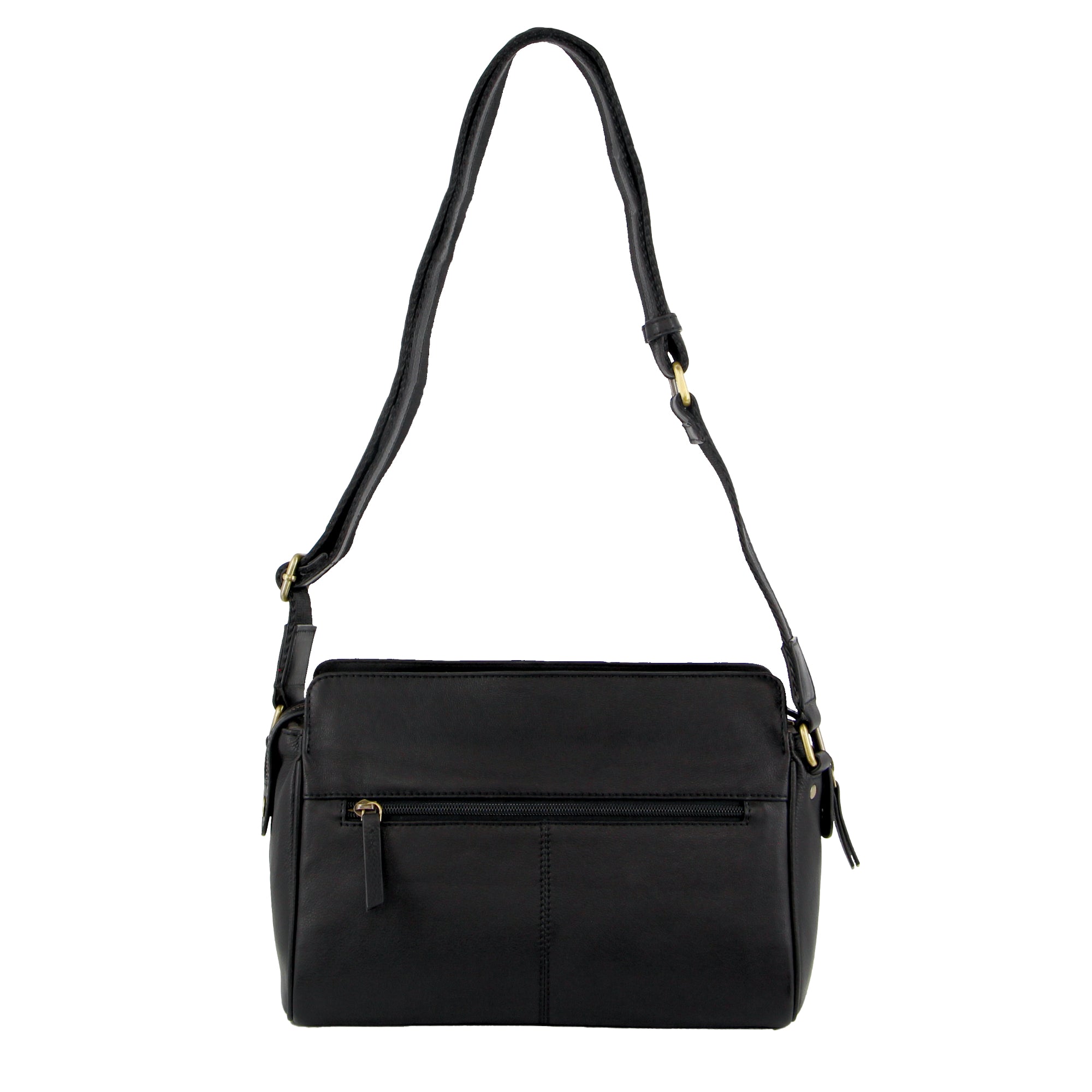 Pierre Cardin Ladies Leather Stitch-design Cross-Body Bag in Black