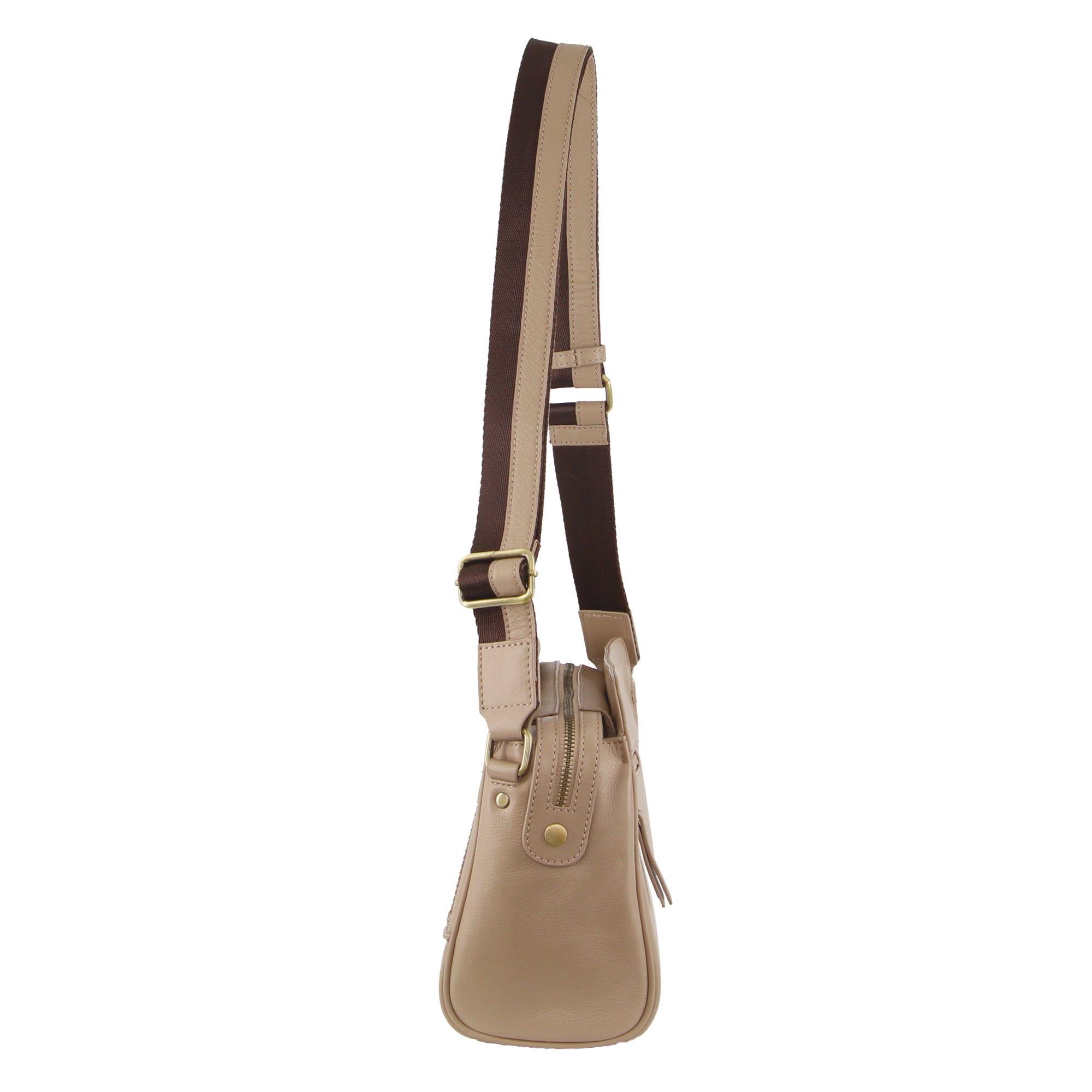 Pierre Cardin Ladies Leather Stitch-design Cross-Body Bag in Gold