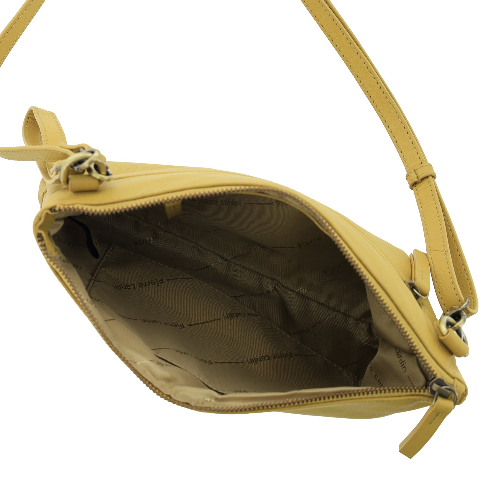Pierre Cardin Ladies Leather Stitch-design Cross-Body Bag in Bone