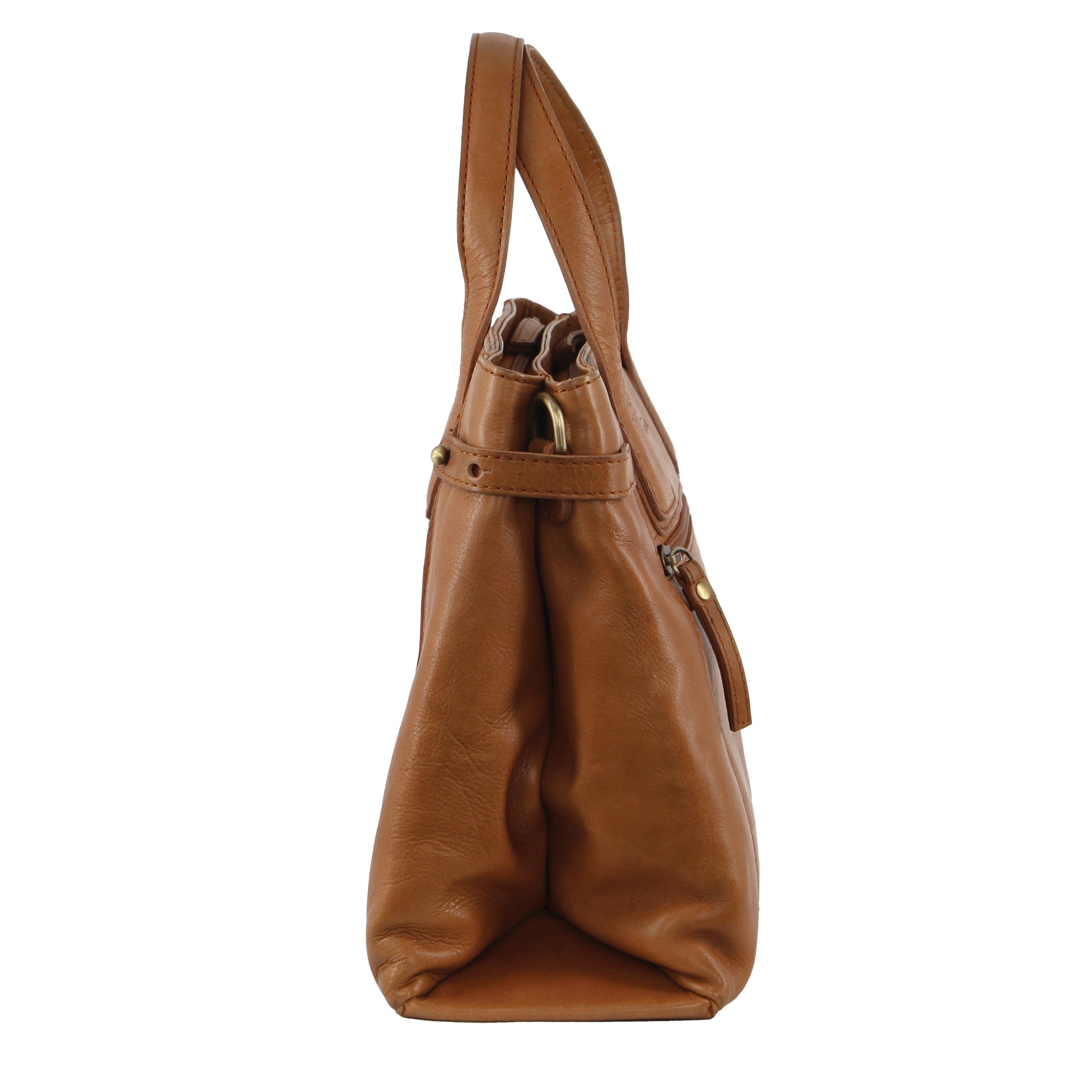 Pierre Cardin Ladies Leather Stitch-design Tote Bag in Camel