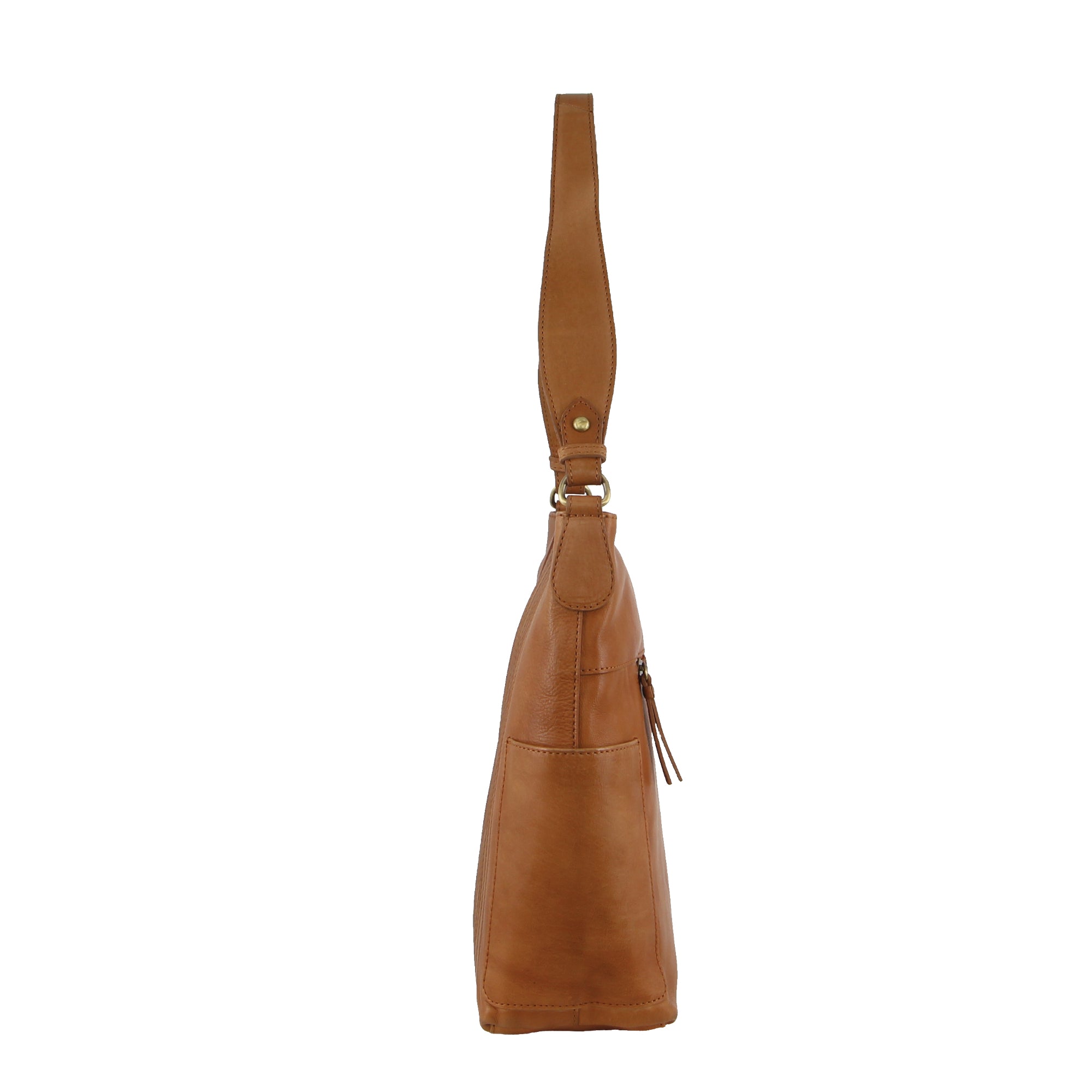 Pierre Cardin Ladies Leather Stitch-design Hobo Bag in Camel