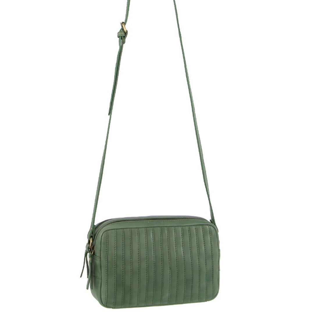 Pierre Cardin Ladies Leather Double Zip Bag in Green