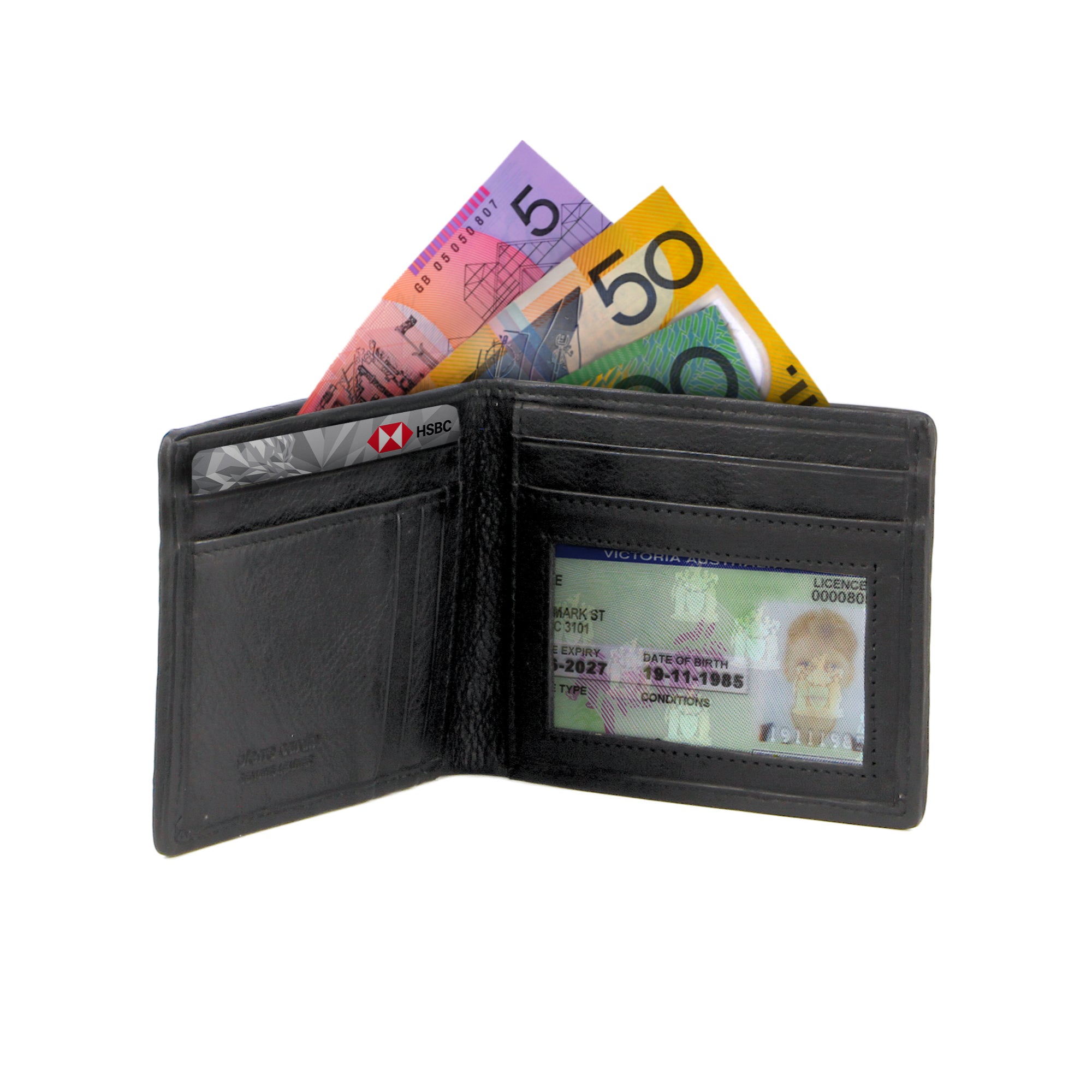 Pierre Cardin Woven Embossed Leather Bi-Fold Wallet in Black