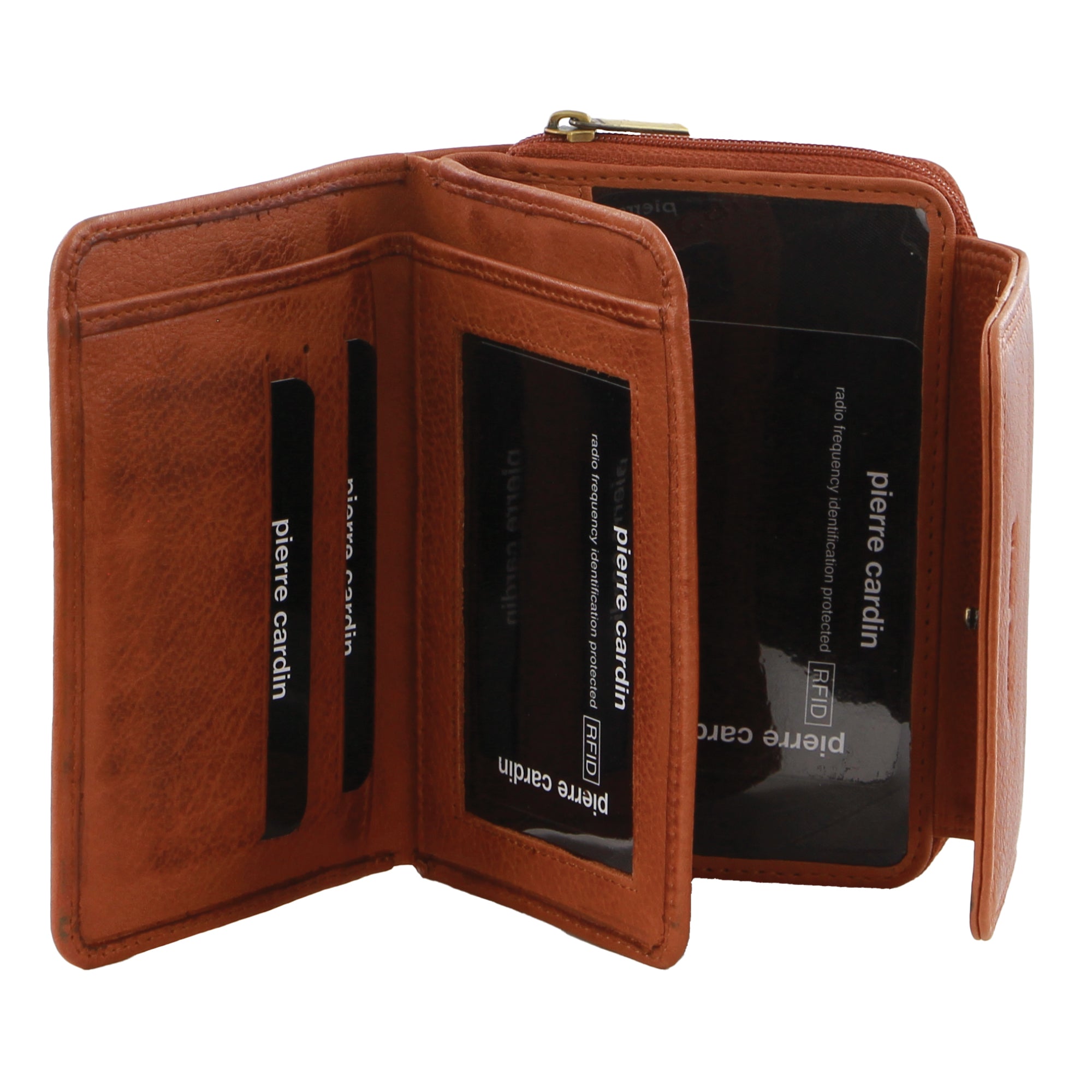 Pierre Cardin Women's Leather Compact Bi-Fold Tab Wallet in Aqua