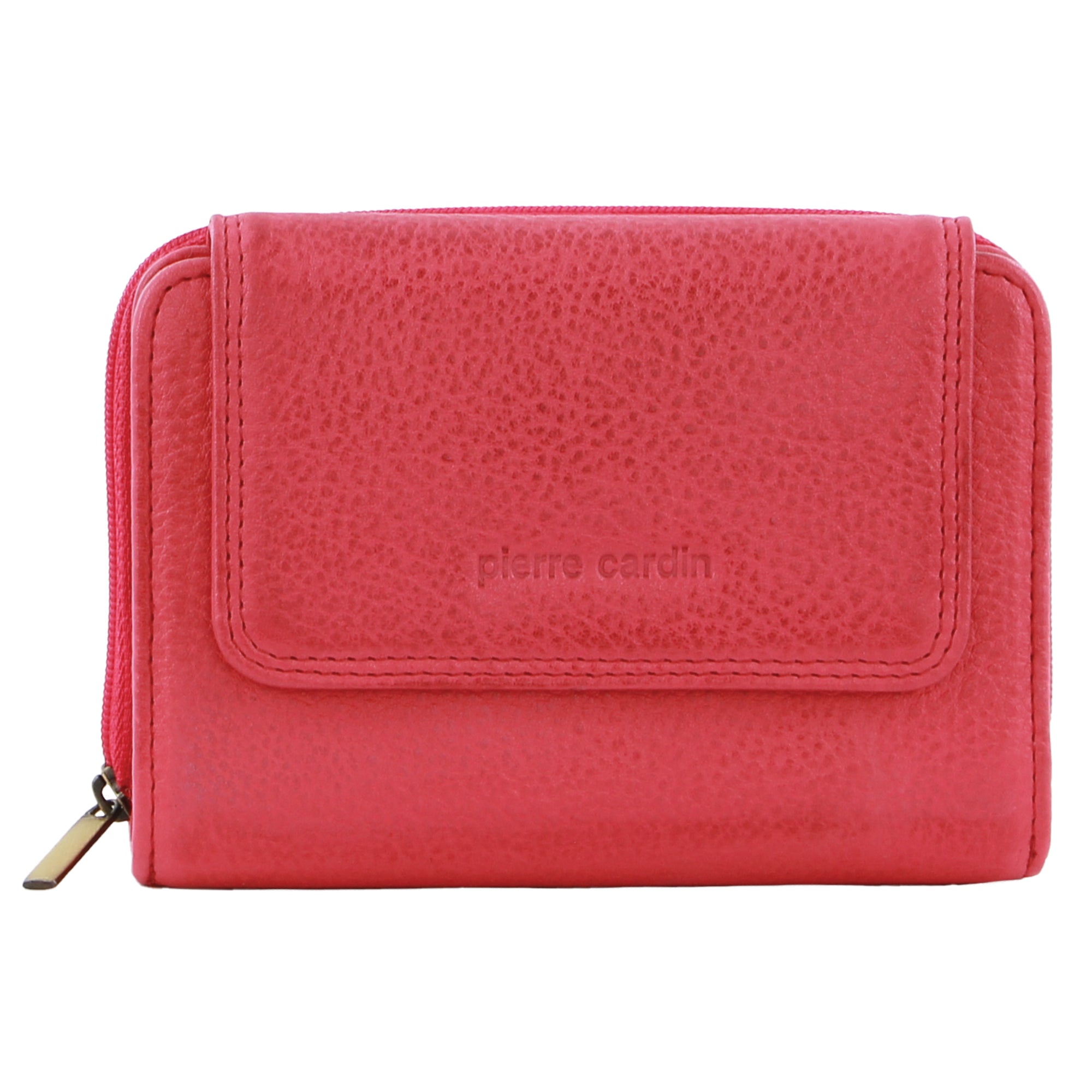 Pierre Cardin Women's Leather Compact Bi-Fold Tab Wallet in Aqua