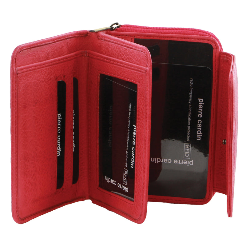 Pierre Cardin Women's Leather Compact Bi-Fold Tab Wallet