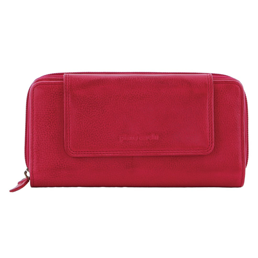 Pierre Cardin Women's Leather Bi-Fold Tab Wallet in Pink