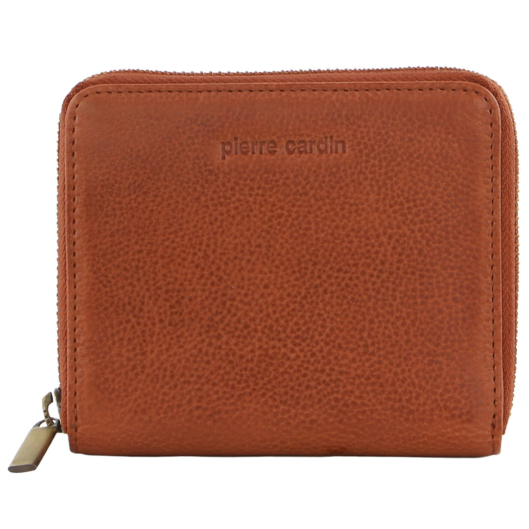 Pierre Cardin Women's Leather Zip Around Wallet in Cognac