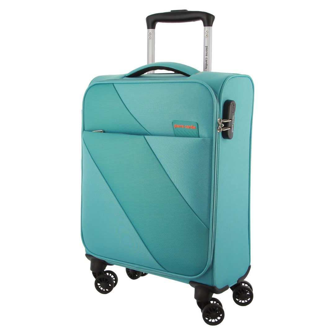 Pierre Cardin 55cm CABIN Soft-Shell Suitcase in Turquoise