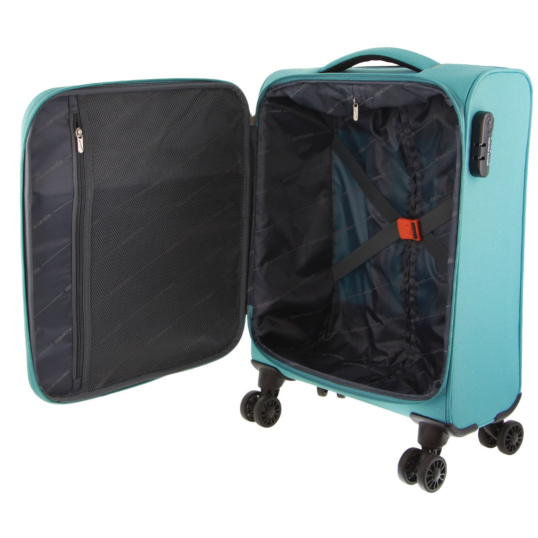 Pierre Cardin 78cm LARGE Soft Shell Suitcase in Turquoise