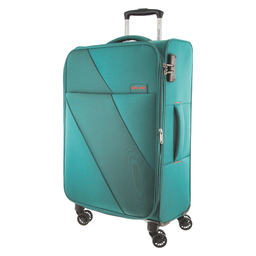 Pierre Cardin 78cm LARGE Soft Shell Suitcase in Turquoise