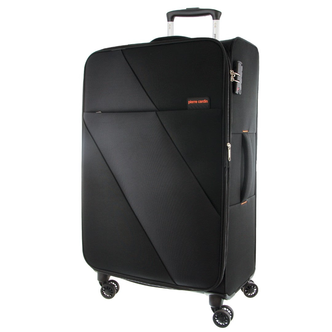 Pierre Cardin 68cm MEDIUM Soft-Shell Suitcase in Black