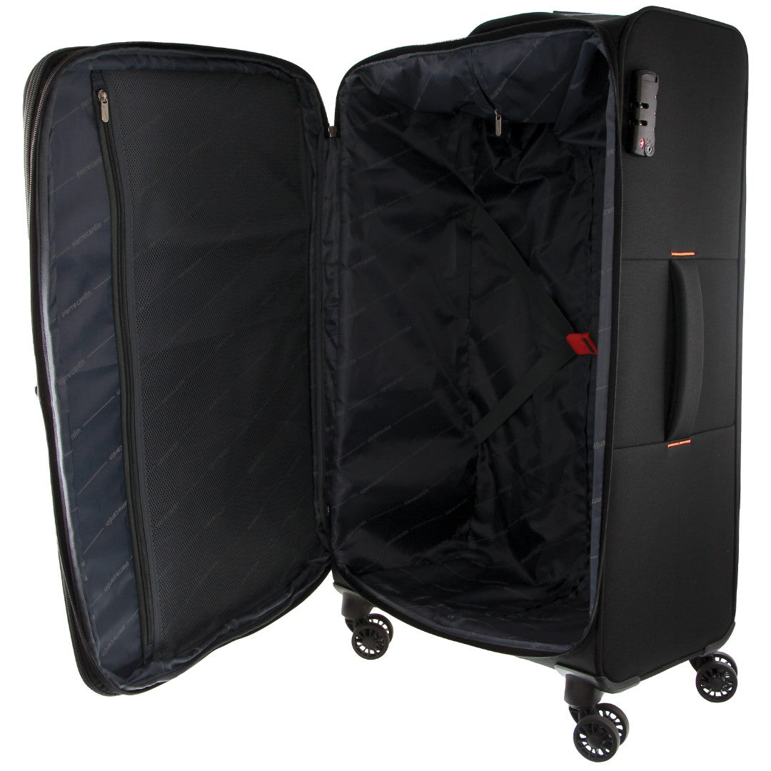 Pierre Cardin 55cm CABIN Soft-Shell Suitcase in Black