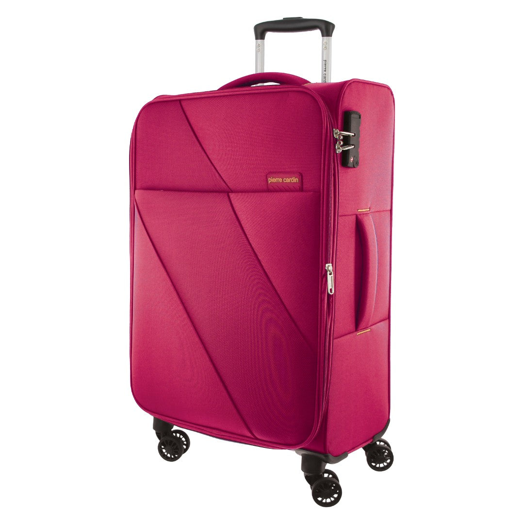 Pierre Cardin 78cm LARGE Soft Shell Suitcase in Pink