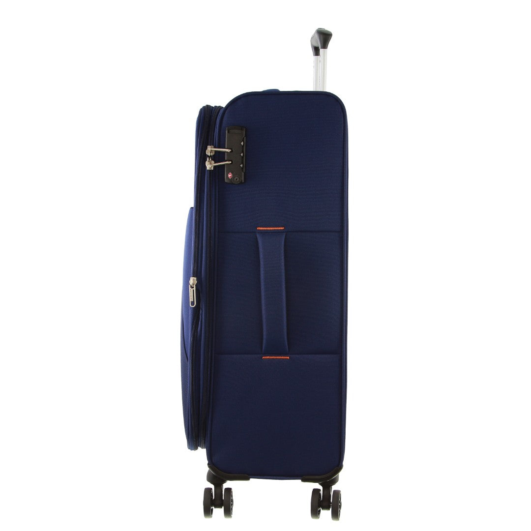 Pierre Cardin 78cm LARGE Soft Shell Suitcase in Navy