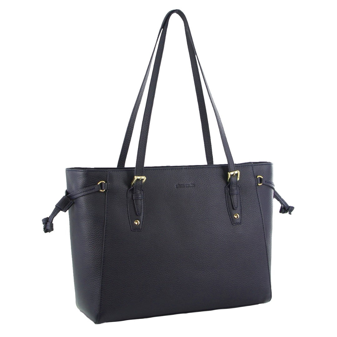 Pierre Cardin Leather Tote Bag in Navy