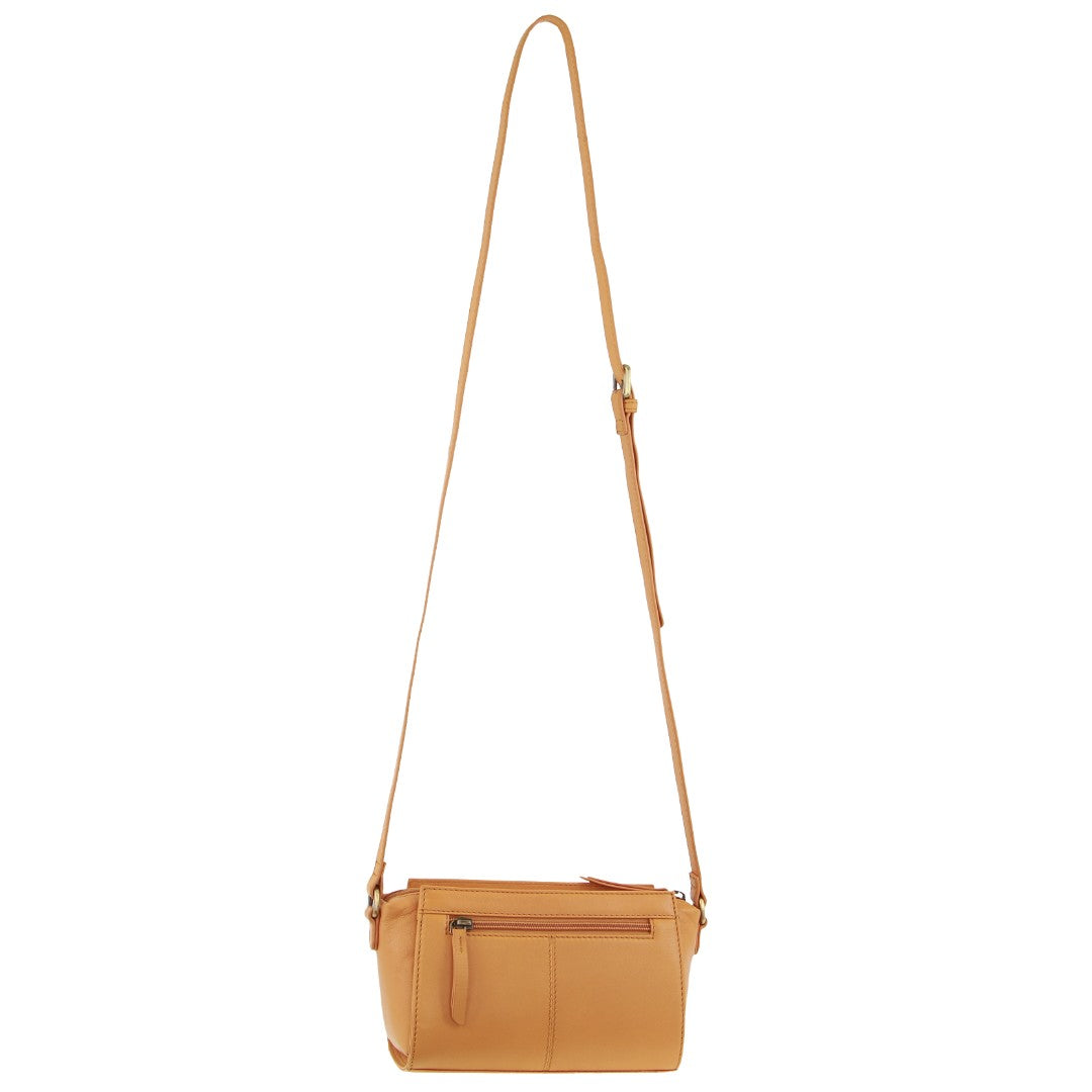 Pierre Cardin Leather Pleated Design Crossbody Bag in Apricot
