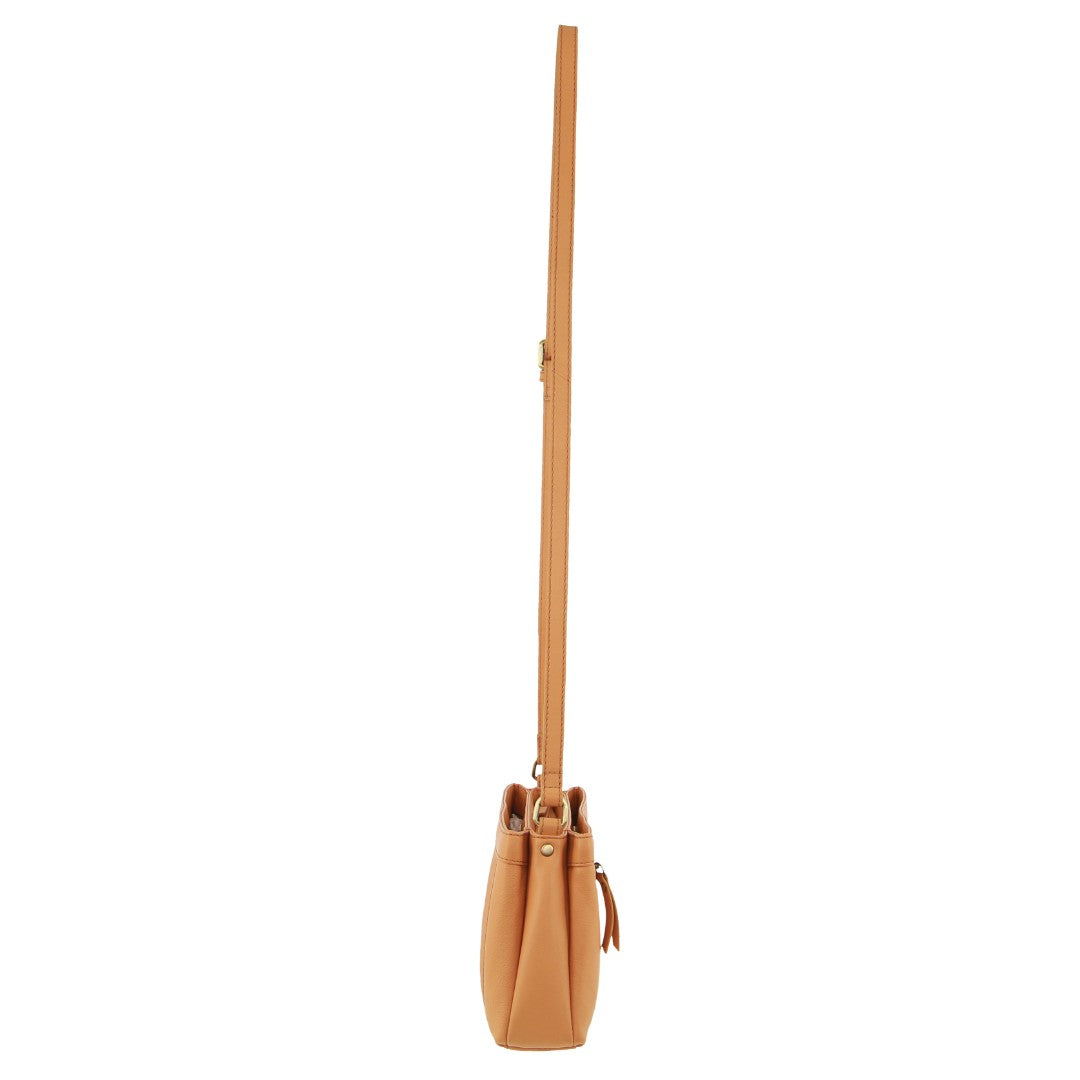 Pierre Cardin Leather Pleated Design Crossbody Bag in Leaf