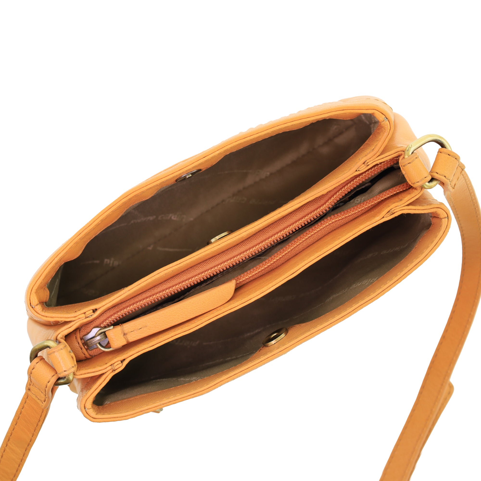 Pierre Cardin Leather Pleated Design Crossbody Bag in Marsala