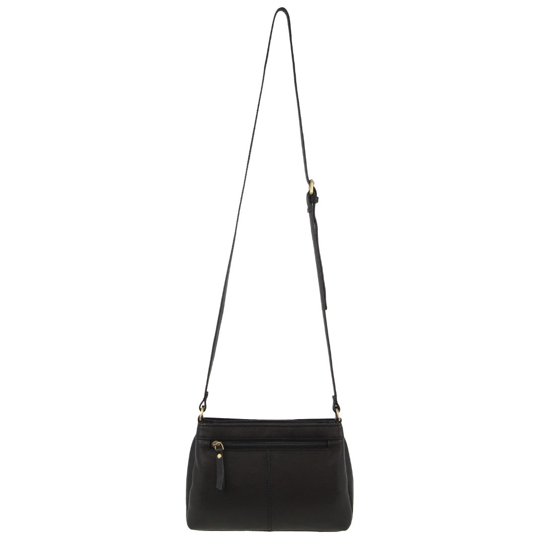 Pierre Cardin Leather Pleated Design Crossbody Bag in Black