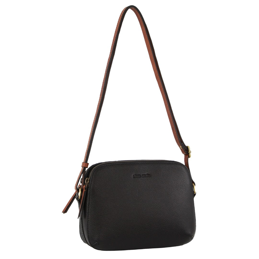 Pierre Cardin Leather Classic Crossbody Bag in Black
