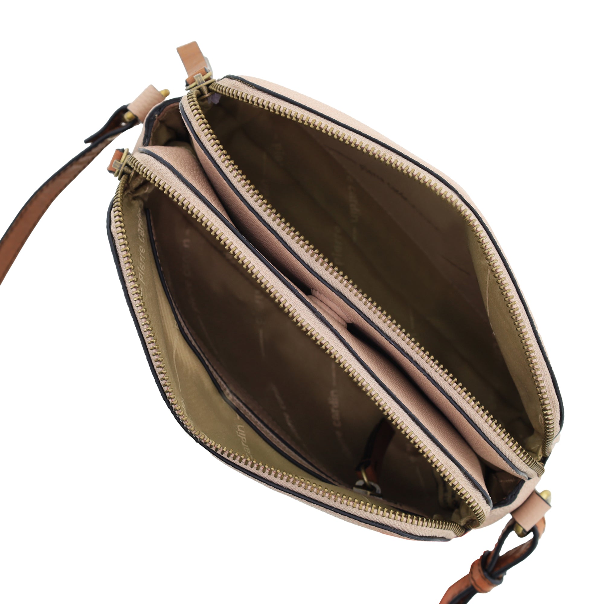 Pierre Cardin Leather Classic Crossbody Bag in Nude