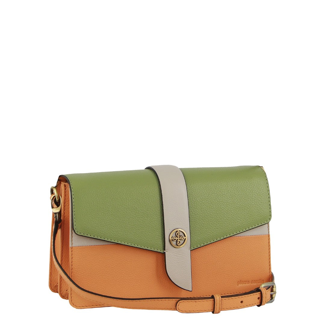 Pierre Cardin Leather Crossbody/ Clutch Bag in Apricot