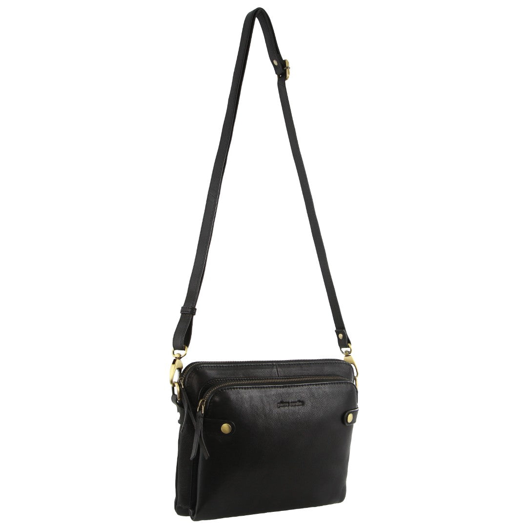 Pierre Cardin Leather Crossbody Bag in Black