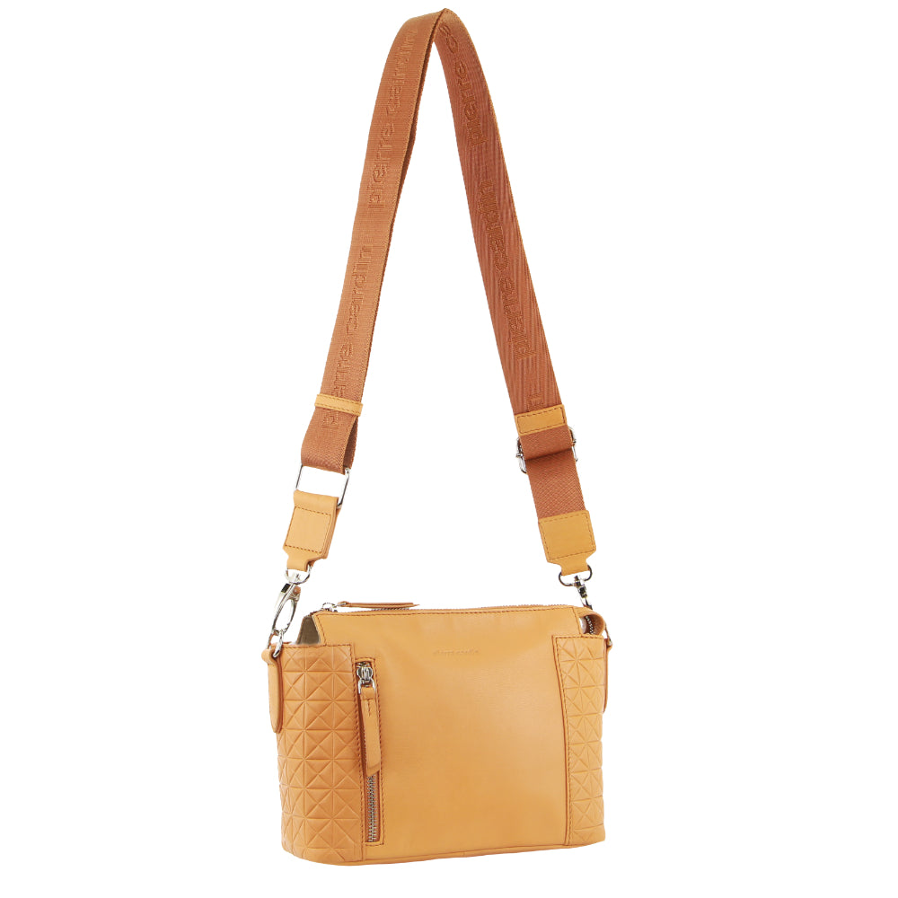 Pierre Cardin Leather Ladies Square Crossbody Bag in Apricot