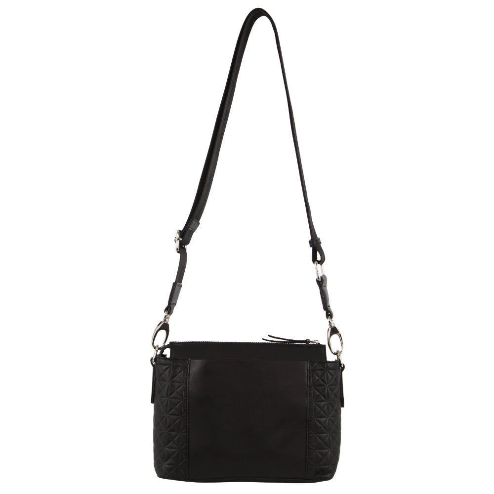 Pierre Cardin Leather Ladies Square Crossbody Bag in Black