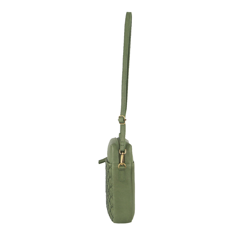 Pierre Cardin Leather Embossed Phone Crossbody Bag in Leaf
