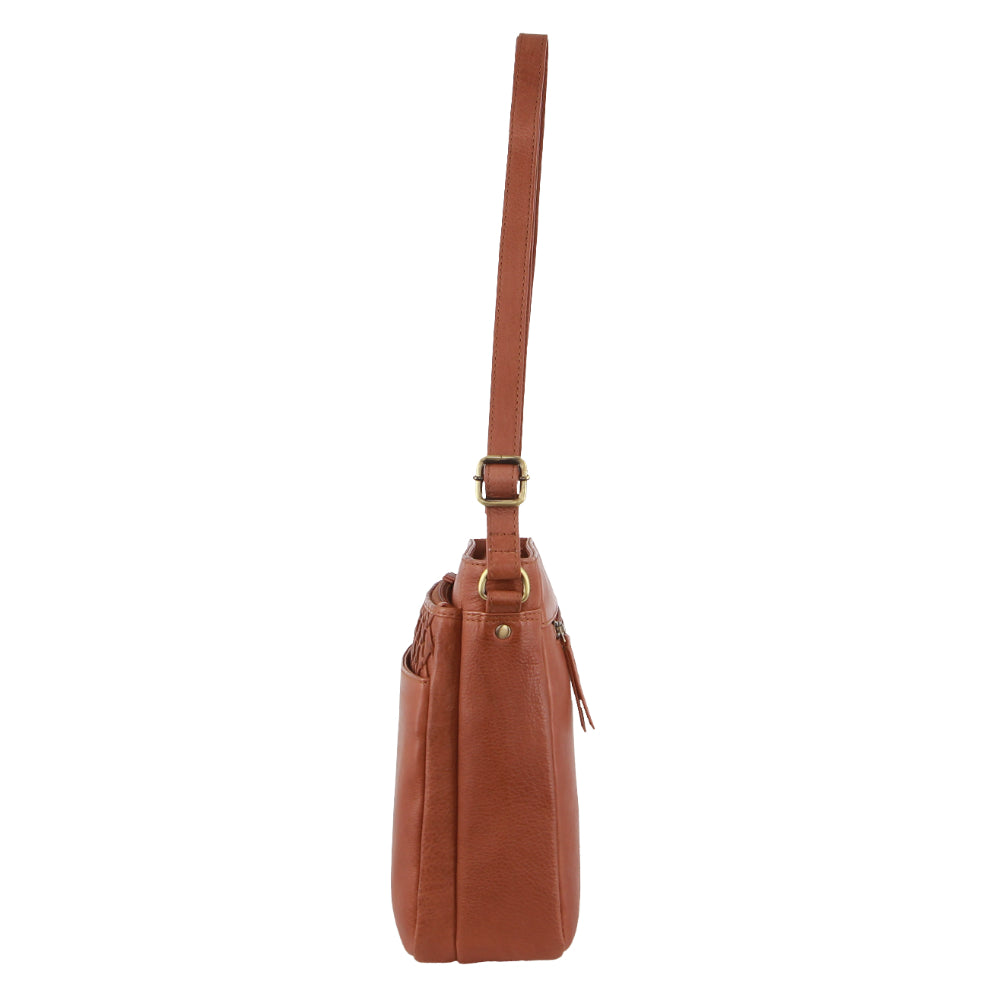 Pierre Cardin Leather Embossed Crossbody Bag in Tan