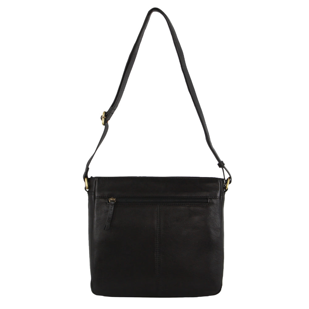 Pierre Cardin Leather Woven-Stich Design Crossbody Bag in Black