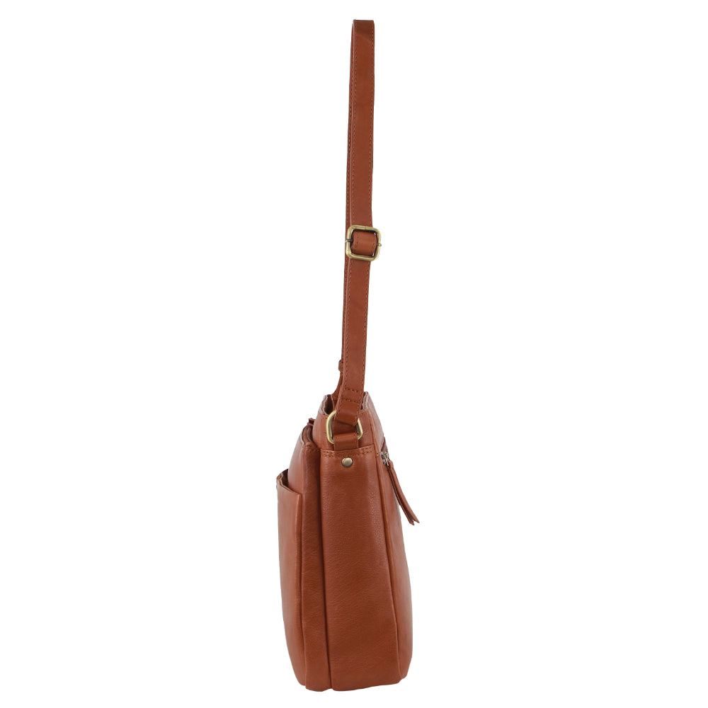 Pierre Cardin Leather Woven-Stich Design Crossbody Bag in Tan