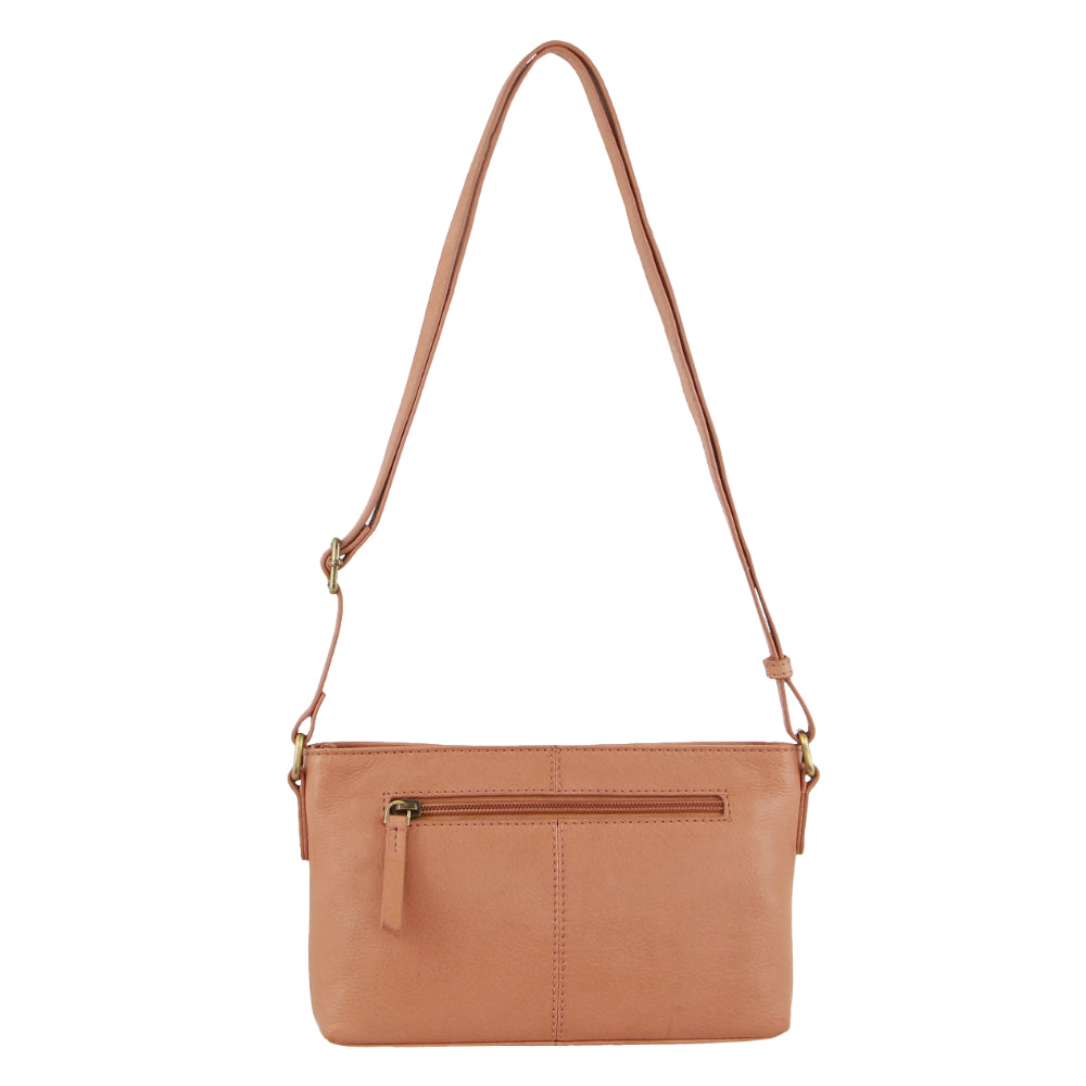 Pierre Cardin Leather Woven Design Crossbody Bag in Apricot