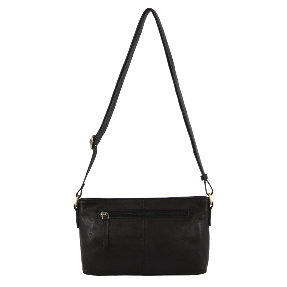 Pierre Cardin Leather Woven Design Crossbody Bag in Black