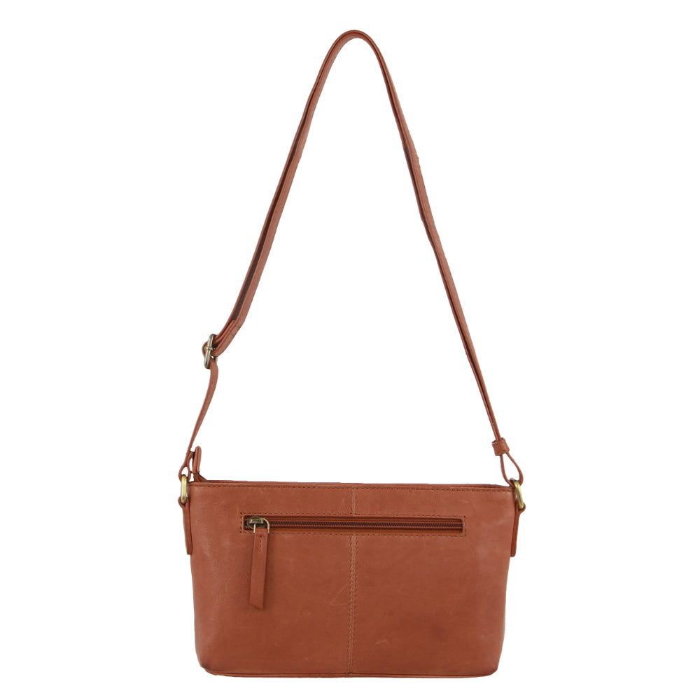 Pierre Cardin Leather Woven Design Crossbody Bag in Tan