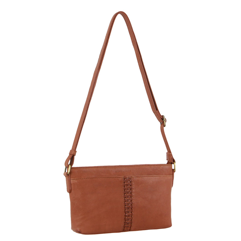 Pierre Cardin Leather Woven Design Crossbody Bag